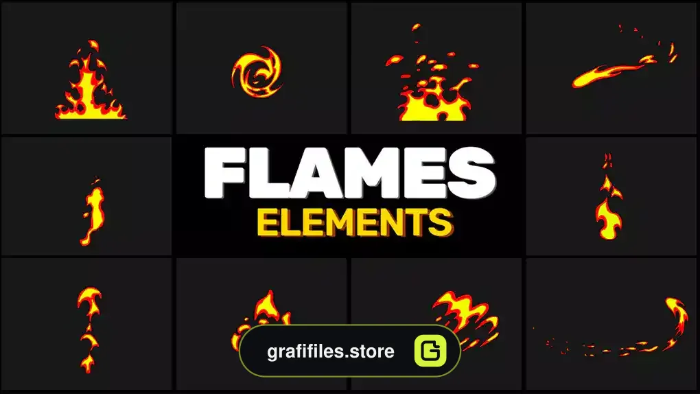 پروژه افترافکت افکت کارتونی شعله آتش Fire Flames