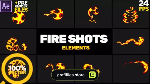 پروژه افترافکت افکت کارتونی آتش Fire Shots Hand Drawn