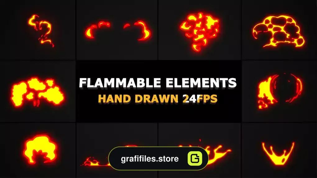 پروژه افترافکت افکت کارتونی آتش Flammable FX Elements