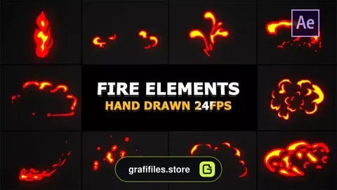 پروژه افترافکت افکت کارتونی شعله آتش Flash FX Flame Elements