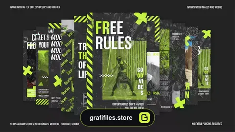 پروژه افترافکت پست و استوری اینستاگرام گرانج Grunge Social Media Stories & Posts