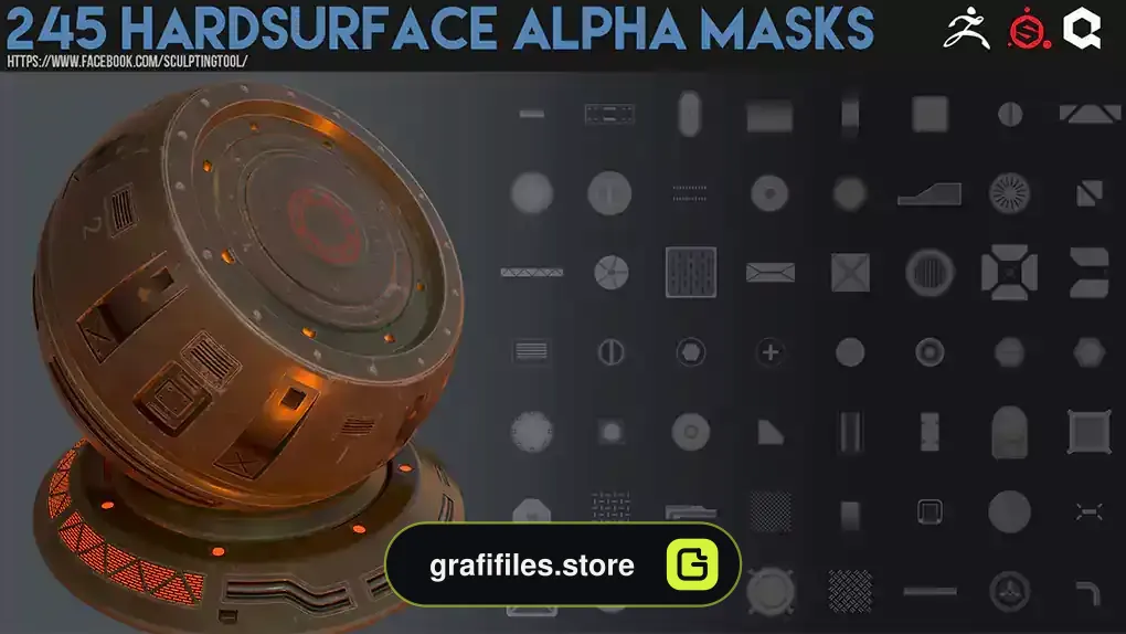تصویر آلفا ماسک سطوح سخت Hardsurface Alpha Masks