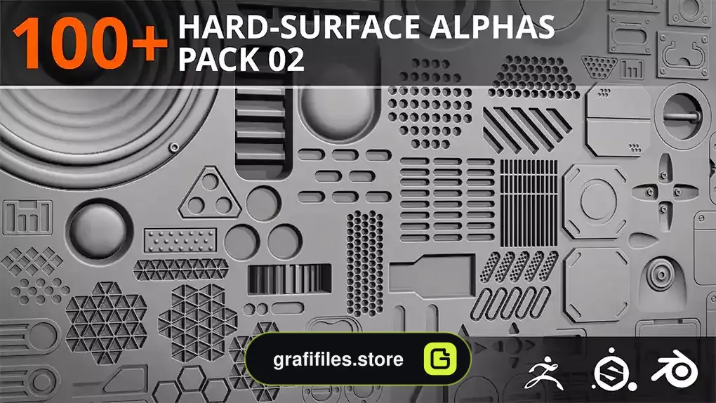 تصویر آلفا مدلسازی سطوح سخت Hard surface Alphas – Pack 02