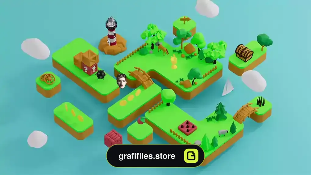 پروژه افترافکت لوگو بازی ایزومتریک Isometric Game Logo Reveal