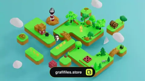 پروژه افترافکت لوگو بازی ایزومتریک Isometric Game Logo Reveal