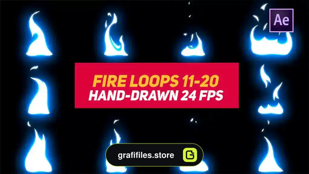 دانلود پروژه افترافکت افکت کارتونی آتش سیال Liquid Elements 3 Fire Loops 11-20