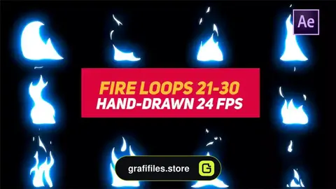 پروژه افترافکت افکت کارتونی آتش مایع Liquid Elements 3 Fire Loops 21-30