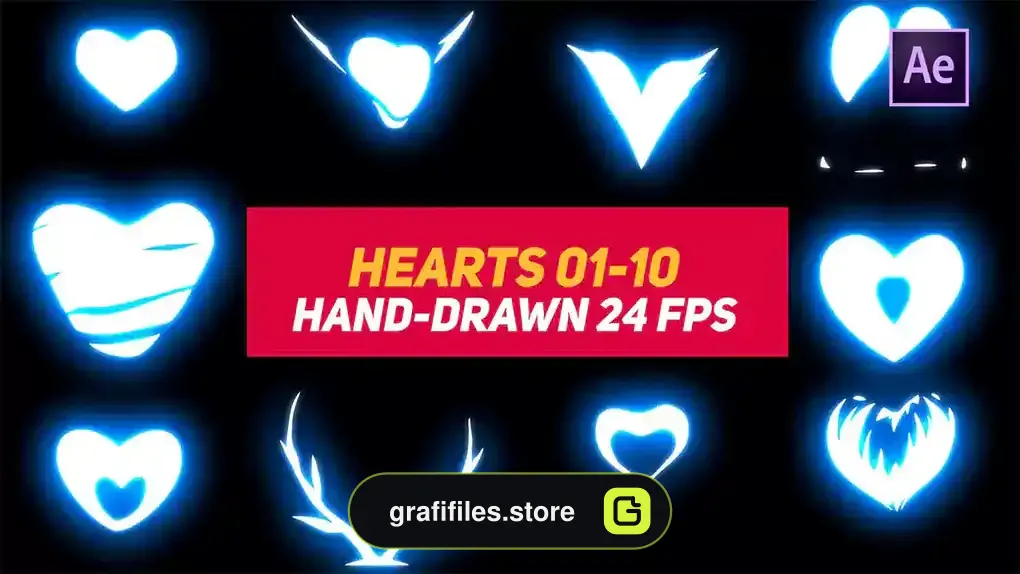 پروژه افترافکت افکت کارتونی قلب سیال Liquid Elements 3 Hearts 01-10