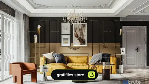 دانلود 100 صحنه آماده سه بعدی اتاق نشیمن
