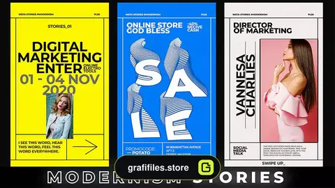 پروژه افترافکت استوری تایپوگرافی مدرن Modernism Typography Stories