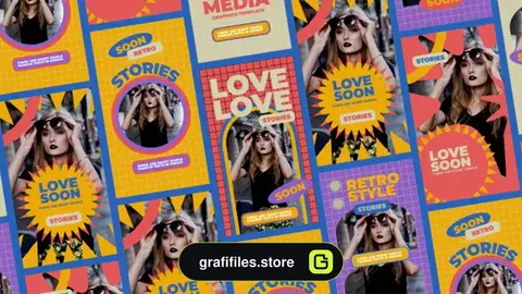 پروژه افترافکت استوری تایپوگرافی رترو Retro Typography Stories