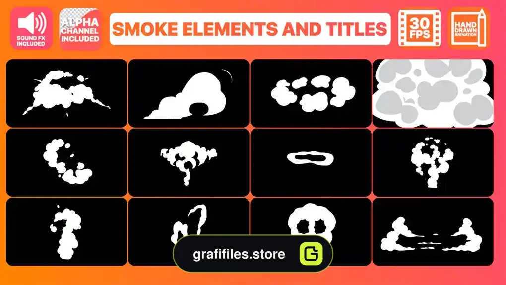 پروژه افترافکت افکت کارتونی تایتل و دود Smoke Elements And Titles