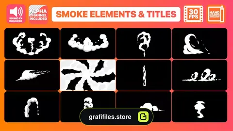 پروژه افترافکت افکت کارتونی دود و تایتل Smoke Elements, Transitions And Titles