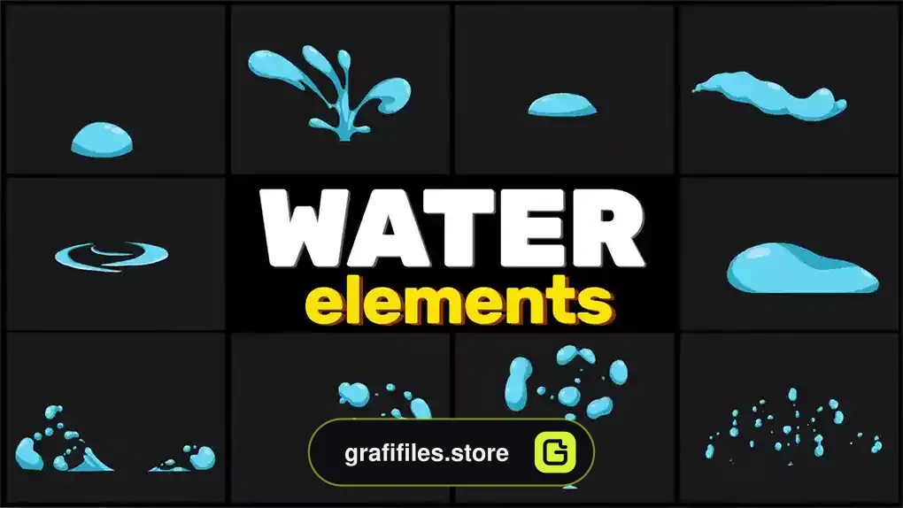 پروژه افترافکت افکت کارتونی آب Water Elements