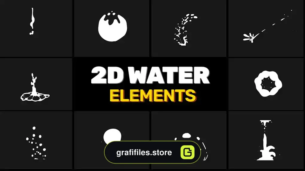 پروژه افترافکت افکت کارتونی آب Water Elements Pack