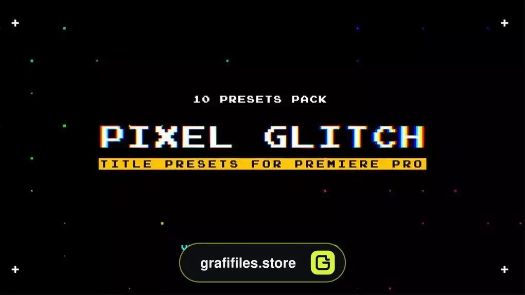پریست متن گلیچ پیکسلی پریمیر Pixel Glitch Title Presets
