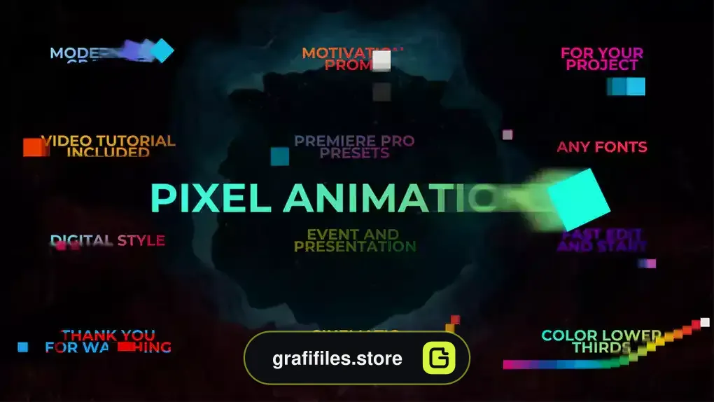 پریست انیمیشن متن پیکسلی پریمیر Pixel Titles Animations