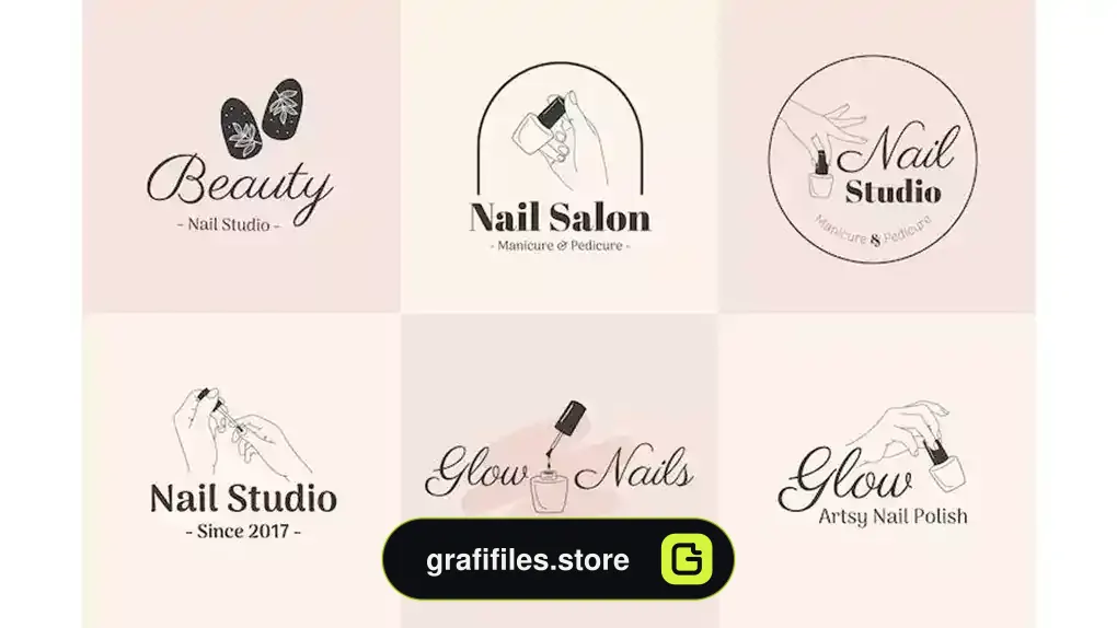 طرح وکتور لوگو سالن ناخن Beauty nail salon logo mockup illustration