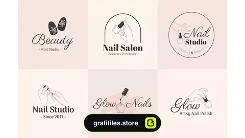 طرح وکتور لوگو سالن ناخن Beauty nail salon logo mockup illustration