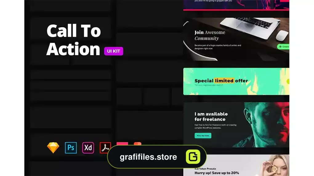 رابط کاربری Call to Action – Multi-format UI Kit