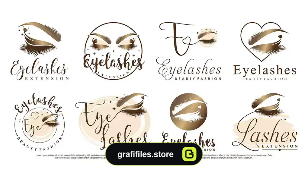 طرح وکتور لوگو سالن اکستنشن مژه Collection of eyelash extension logo design