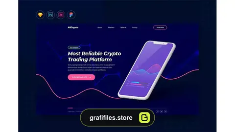 رابط کاربری لندینگ پیج تجارت رمز ارز DailyUI.V25 - Crypto Trading App Website Landing