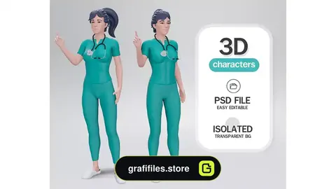 طرح لایه باز کاراکتر پزشک زن Doctor of medicine woman
