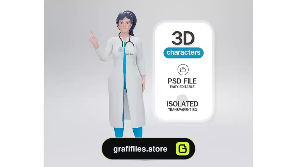 طرح لایه باز کاراکتر دکتر زن Doctor of medicine woman
