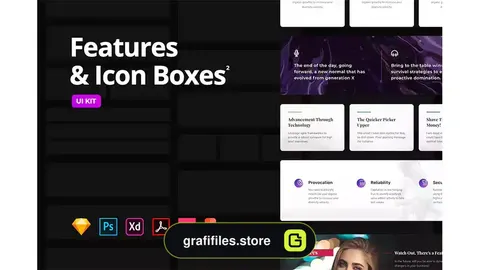 رابط کاربری Features & Icon Boxes Set 2 – Multi-Format UI KIT