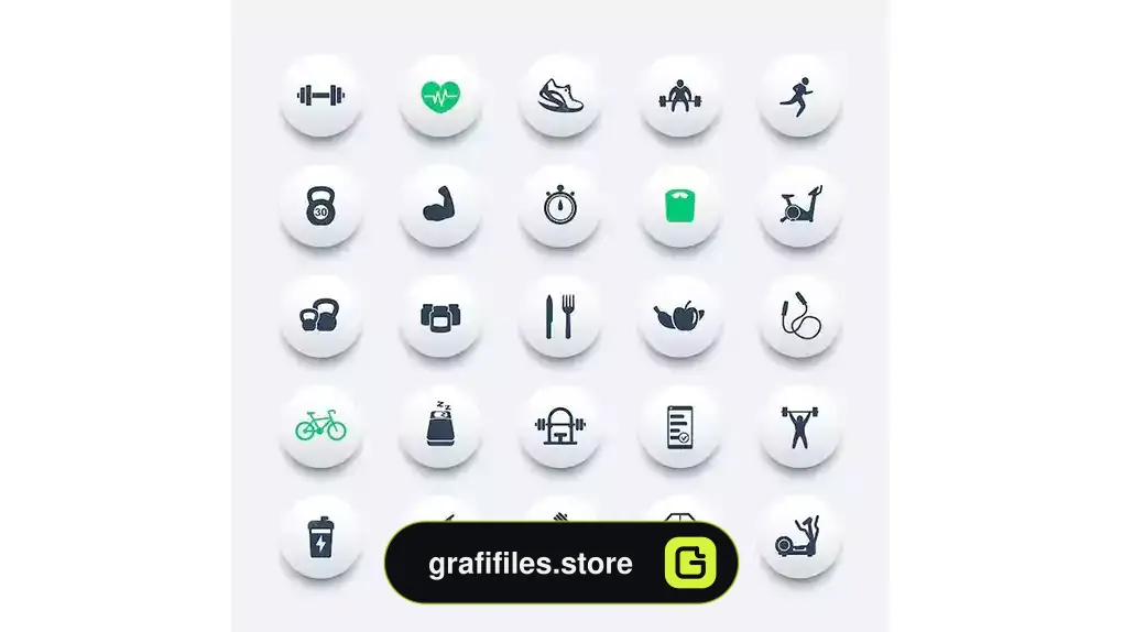 آیکون بدنسازی Fitness icons set