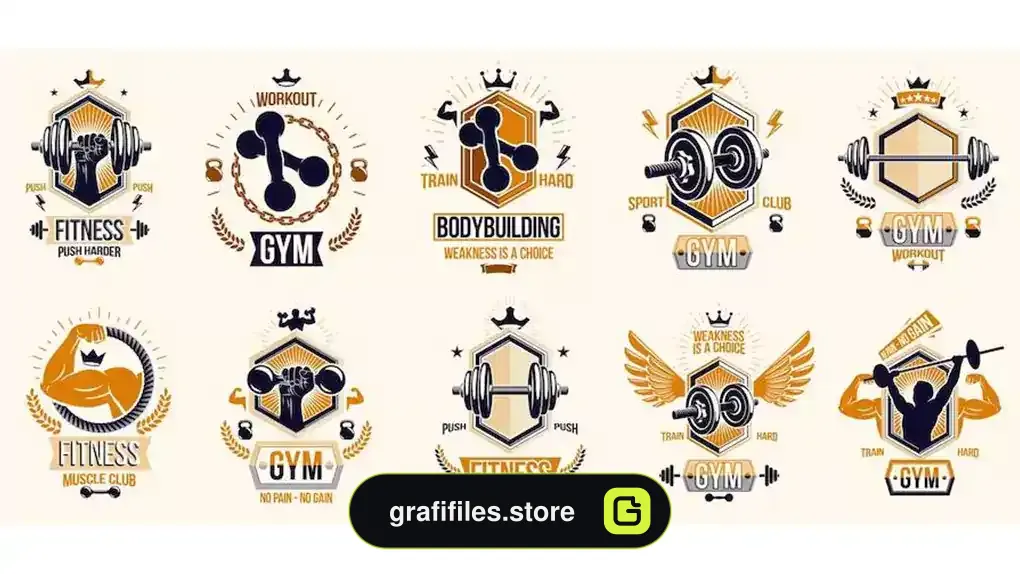 طرح وکتور لوگو باشگاه تناسب اندام Gym fitness sport emblems