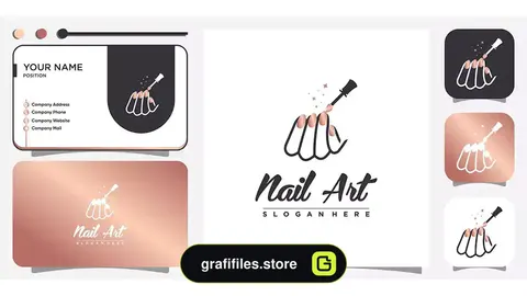 دانلود طرح وکتور لوگو سالن کاشت ناخن Nail beauty logo design