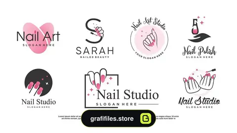 طرح وکتور لوگو سالن کاشت ناخن Nail salon icon logo design vector