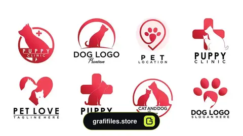 طرح وکتور لوگو کلینیک حیوانات خانگی Pet logo design part 4