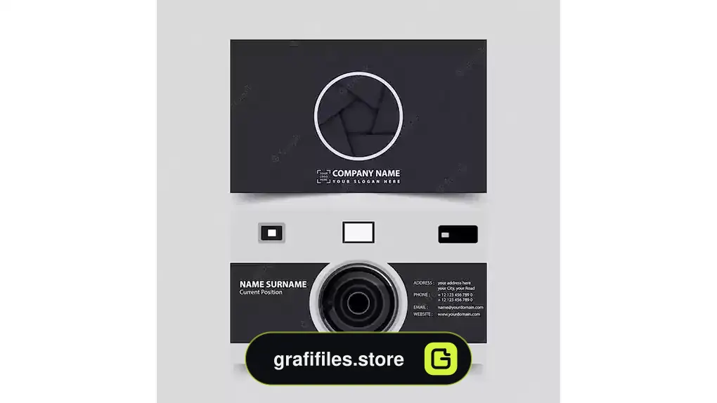 طرح وکتور کارت ویزیت عکاس Photographer business card design template