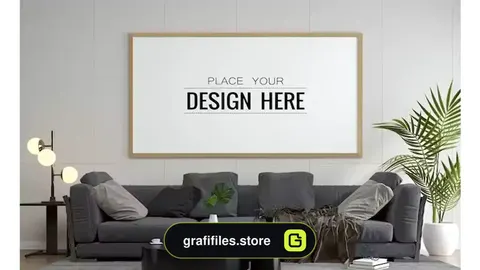 موکاپ پوستر نشیمن Poster frame in living room mockup