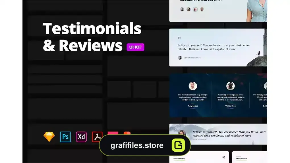رابط کاربری Testimonials & Reviews – Multi-format UI Kit