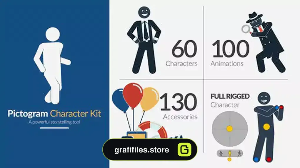 پروژه افترافکت ساخت کاراکتر پیکتوگرام Pictogram Character Kit