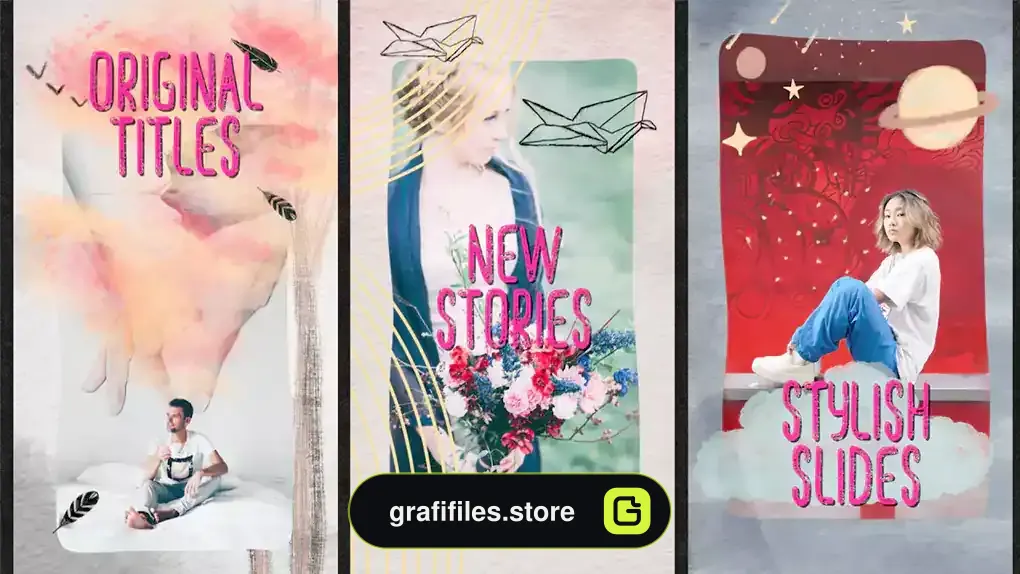 پروژه پریمیر استوری اینستاگرام آبرنگ Watercolor Stories
