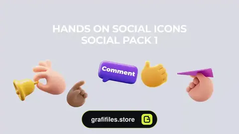 پروژه پریمیر آیکون سه بعدی دست 3D Hands On Social Icons Pack 1
