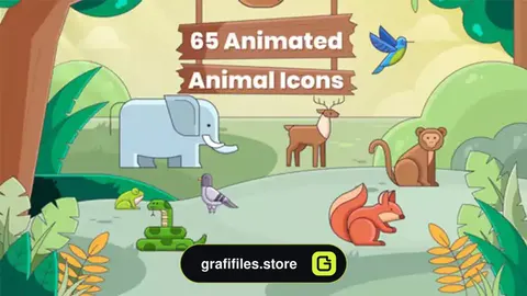پروژه افترافکت آیکون متحرک حیوانات Animated Animal Icons