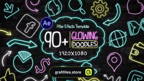 پروژه افترافکت فلش متحرک درخشان Glowing Doodles Pack