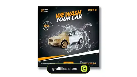طرح لایه باز آگهی خدمات کارواش Car wash washing service
