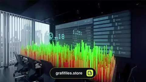 فوتیج موشن گرافیک نمودار گزارش آمار مالی در دفترکار