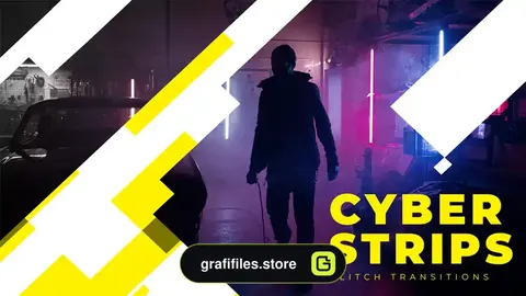ترانزیشن پریمیر نوارهای سایبری گلیچ Cyber Strips - Glitch Transitions