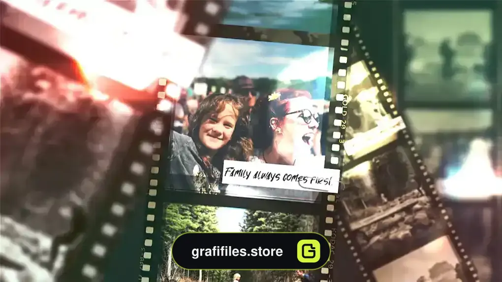 پروژه پریمیر اسلایدشو خاطرات خانوادگی با فریم فیلم Family Memories Frames Slideshow