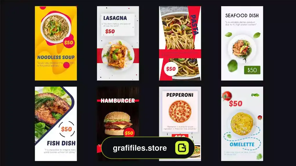 پروژه پریمیر استوری اینستاگرام غذا Food Stories