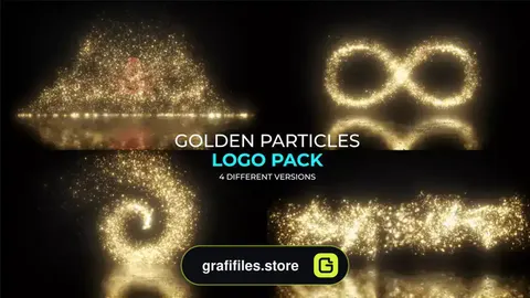 پروژه پریمیر نمایش لوگو با ذرات طلایی Golden Particles Logo Pack