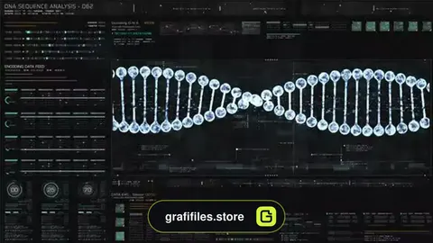 فوتیج موشن گرافیک نمایش هولوگرافیک آنالیز توالی DNA پیشرفته