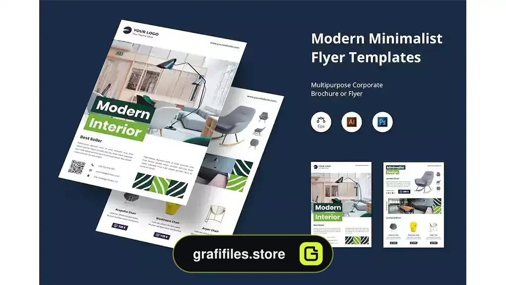 طرح لایه باز آگهی مبلمان Indesign Flyer
